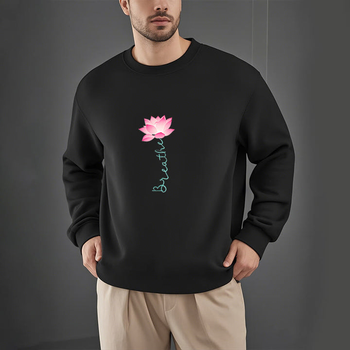 Buddha Stones Lotus BREATHE Fleece Lined Sweatshirt