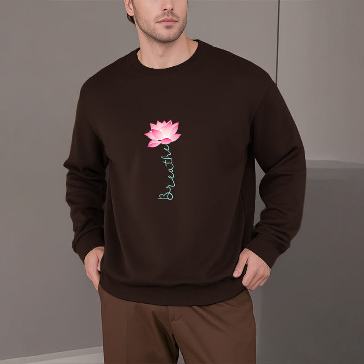 Buddha Stones Lotus BREATHE Fleece Lined Sweatshirt