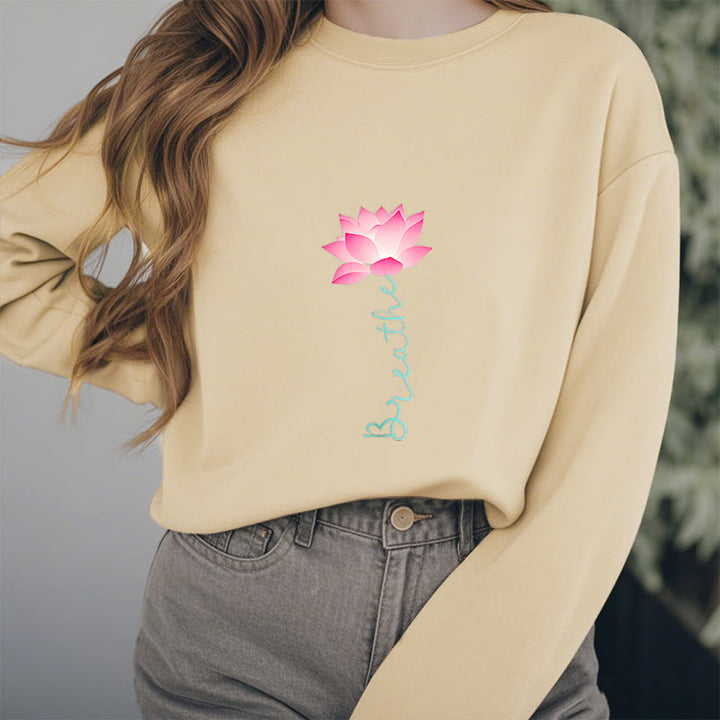 Buddha Stones Lotus BREATHE Fleece Lined Sweatshirt