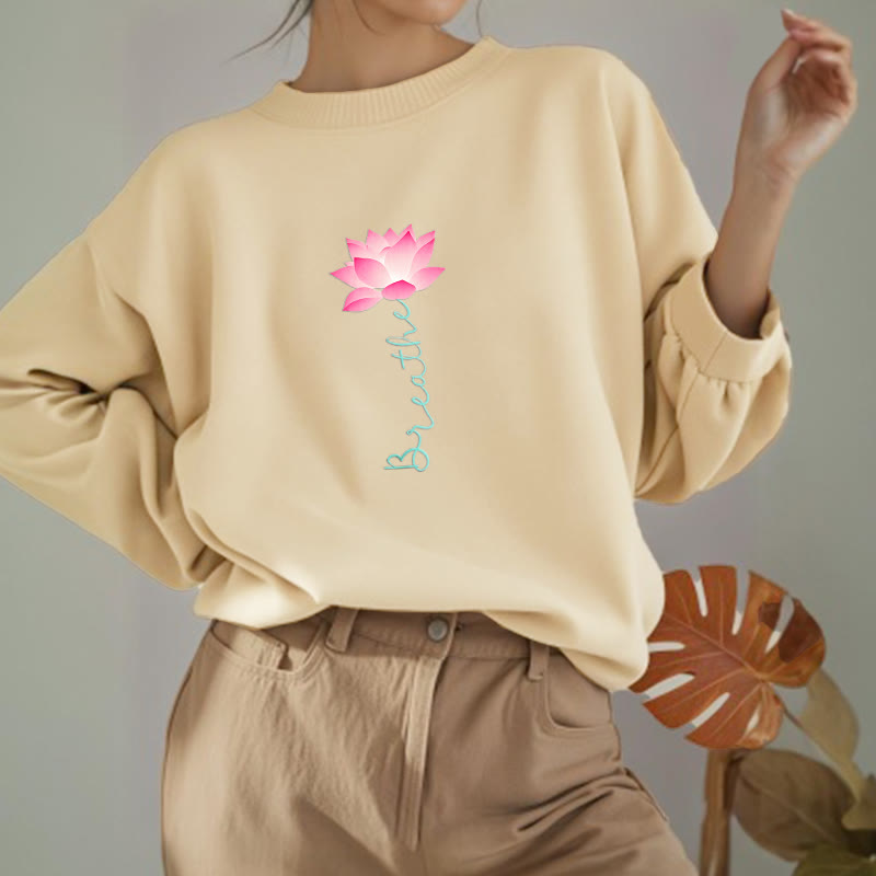 Buddha Stones Lotus BREATHE Fleece Lined Sweatshirt