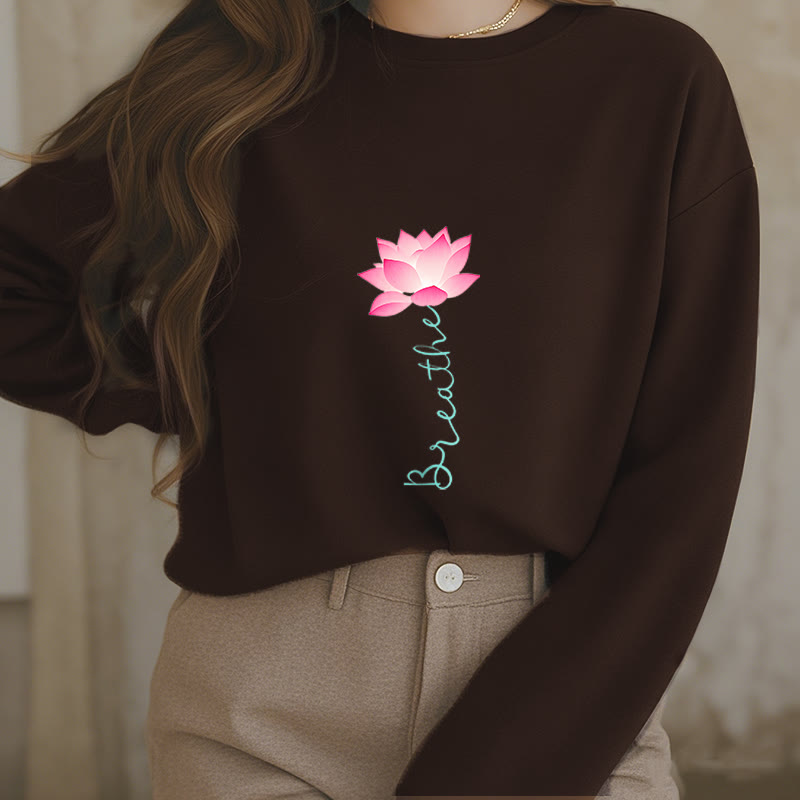 Buddha Stones Lotus BREATHE Fleece Lined Sweatshirt