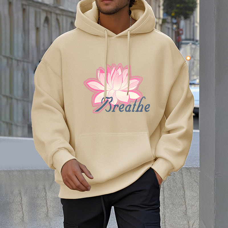 Buddha Stones BREATHE Lotus Flower Fleece Lined Polyester Hoodie