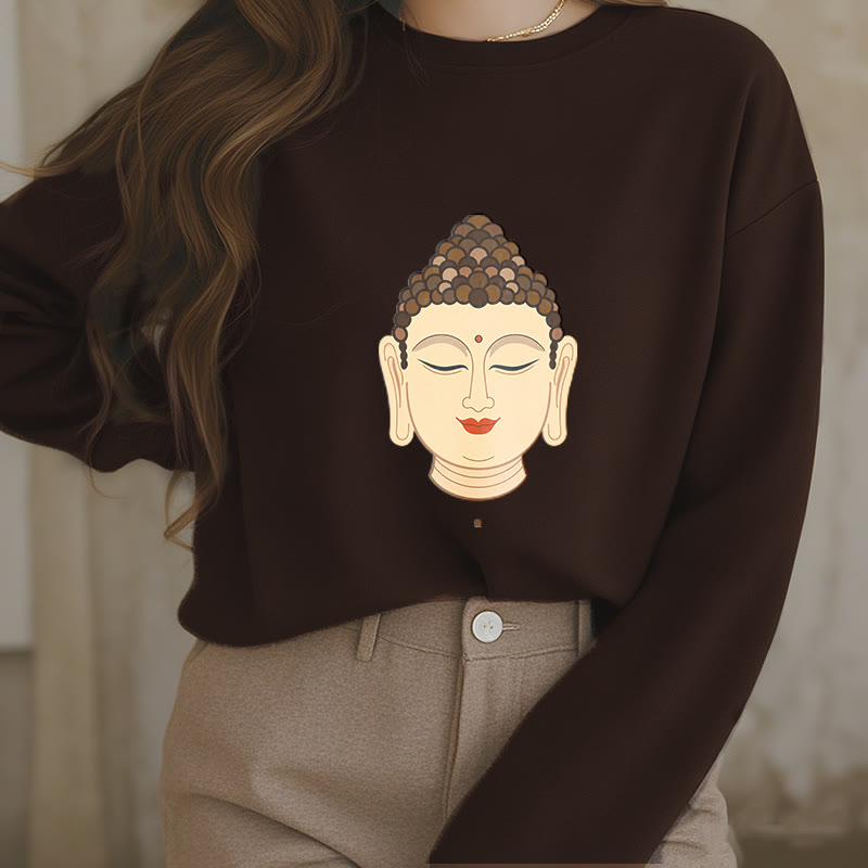 Buddha Stones Meditation Buddha Fleece Lined Polyester Sweatshirt