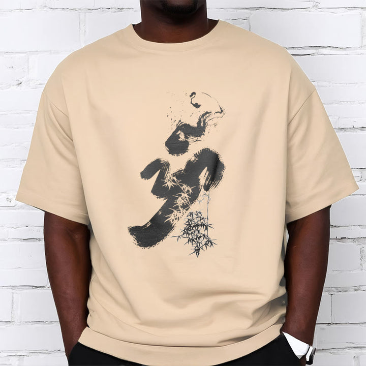 Buddha Stones OM Bamboo Ink Cotton Tee T-shirt