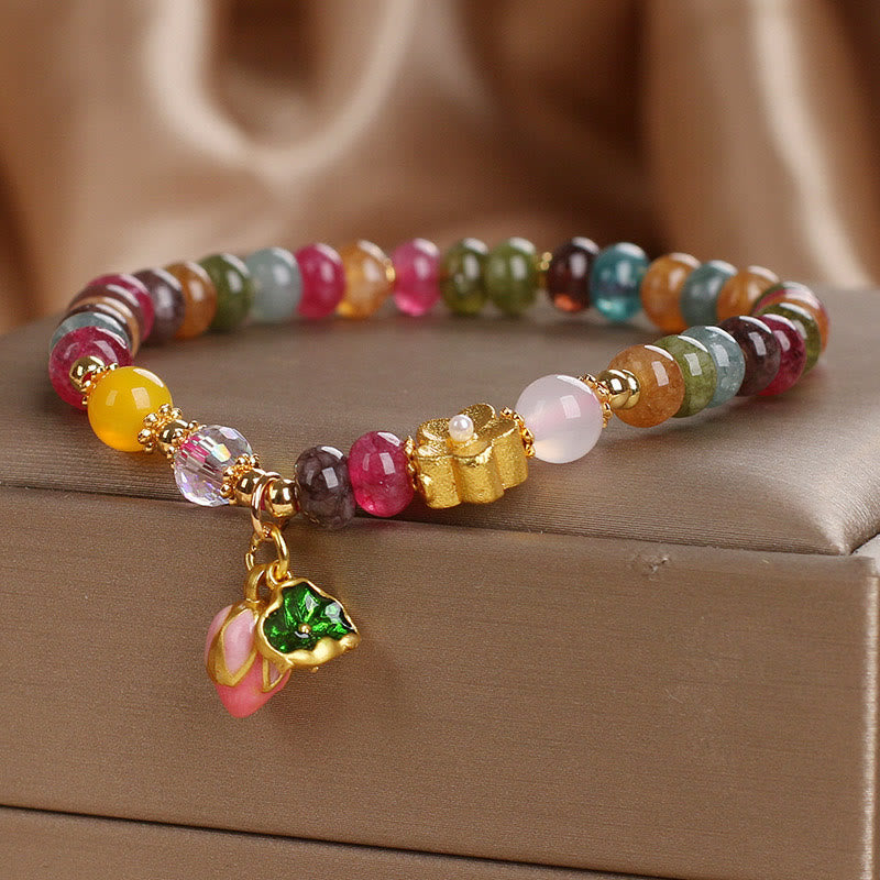 Buddha Stones Tourmaline Lotus Seedpod Wisdom Bracelet