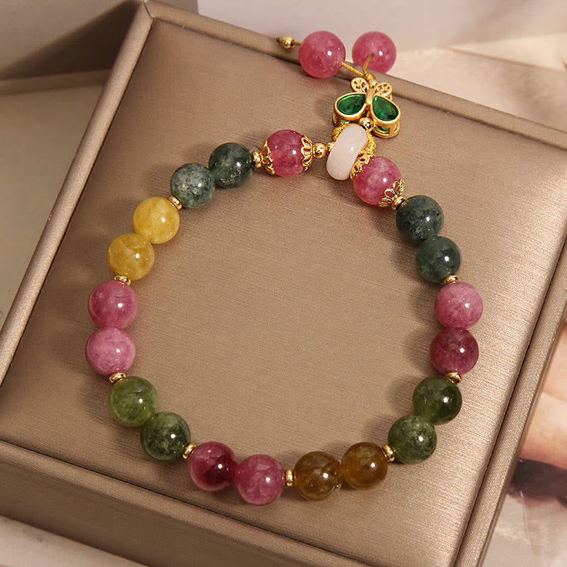 Buddha Stones Tourmaline Jade Butterfly Wisdom Bracelet