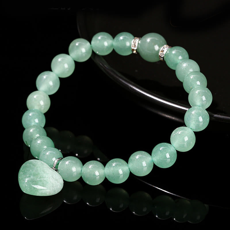 Buddha Stones Various Crystal Green Aventurine Love Heart Balance Bracelet