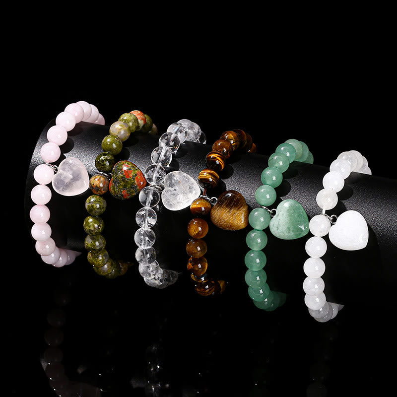 Buddha Stones Various Crystal Green Aventurine Love Heart Balance Bracelet - image 1