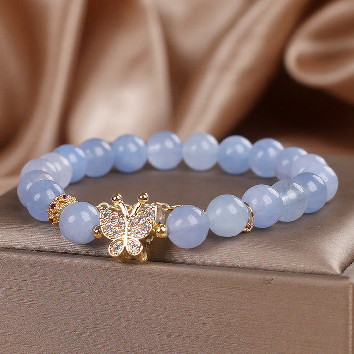 Buddha Stones Aquamarine Butterfly Serenity Bracelet