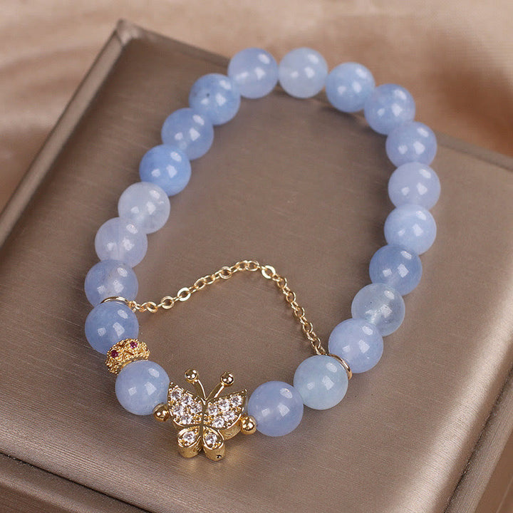 Buddha Stones Aquamarine Butterfly Serenity Bracelet