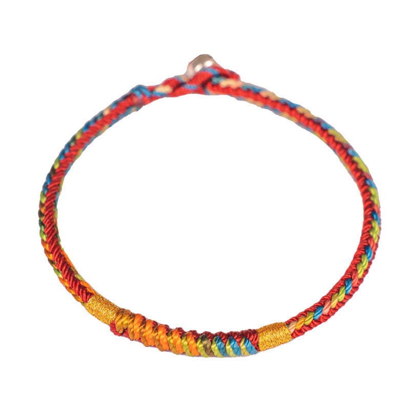 Buddha Stones Multicolor Red String Alloy 925 Sterling Silver Buckle Protection Bracelet