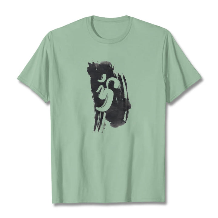 Buddha Stones OM Ink Background Cotton Tee T-shirt - PaleGreen - 2XL - image 17