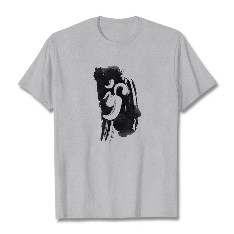 Buddha Stones OM Ink Background Cotton Tee T-shirt - LightGrey - 2XL - image 19