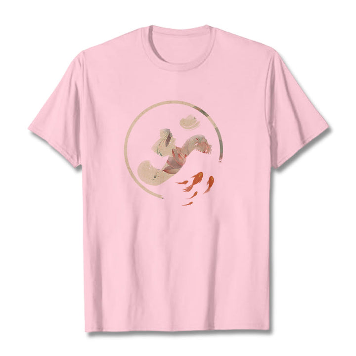 Buddha Stones OM Lotus Koi Fish Cotton Tee T-shirt