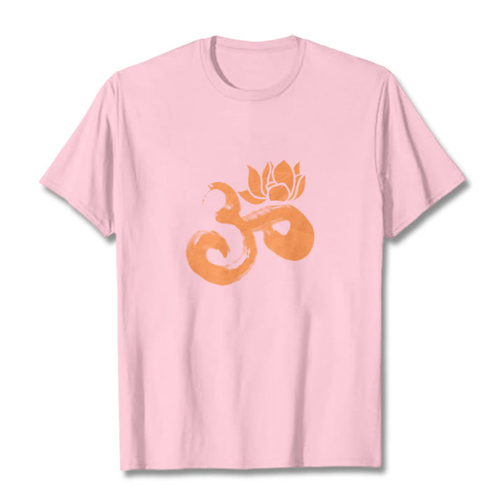 Buddha Stones OM Lotus Flower Cotton Tee T-shirt