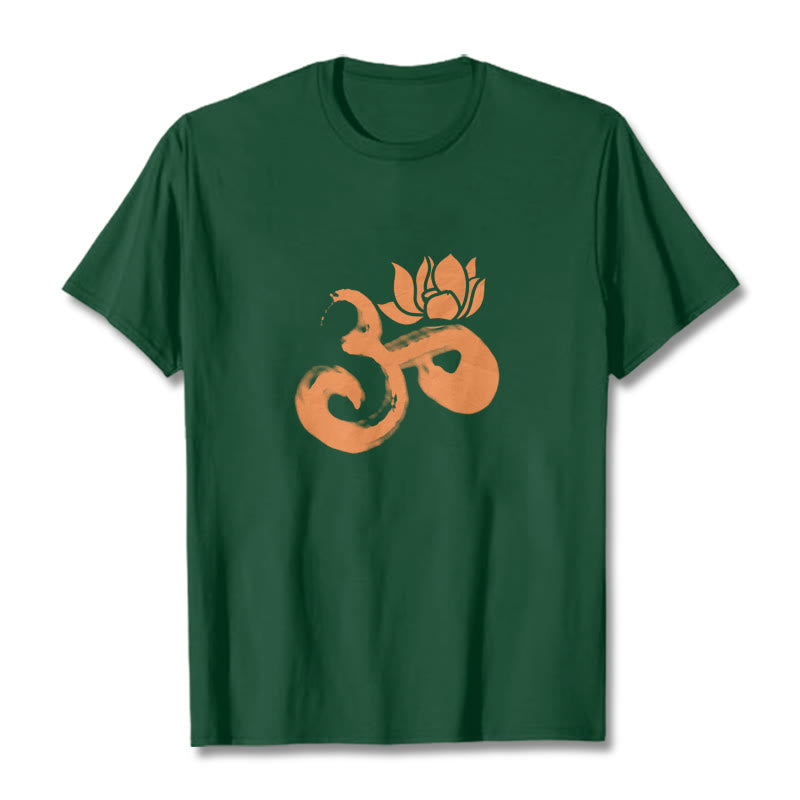 Buddha Stones OM Lotus Flower Cotton Tee T-shirt