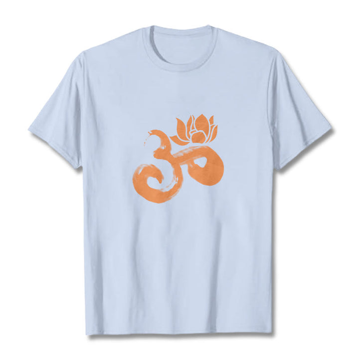 Buddha Stones OM Lotus Flower Cotton Tee T-shirt