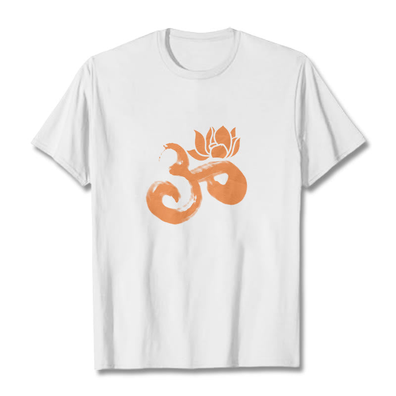 Buddha Stones OM Lotus Flower Cotton Tee T-shirt