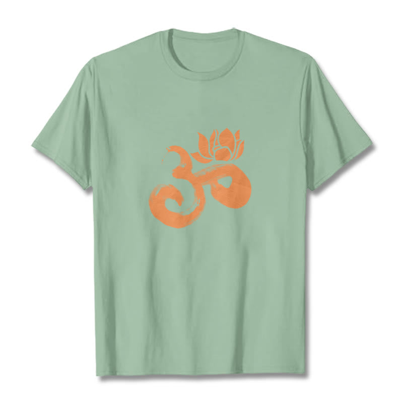 Buddha Stones OM Lotus Flower Cotton Tee T-shirt