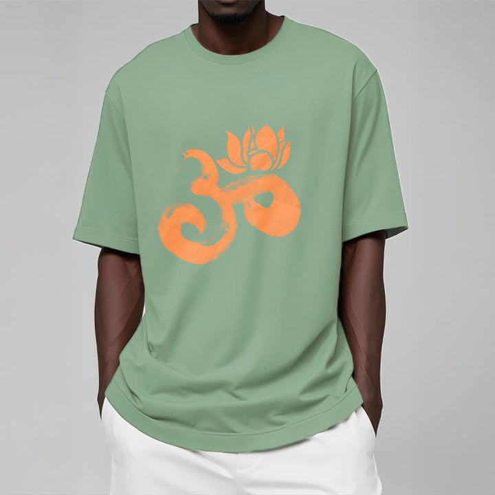 Buddha Stones OM Lotus Flower Cotton Tee T-shirt