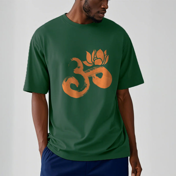 Buddha Stones OM Lotus Flower Cotton Tee T-shirt