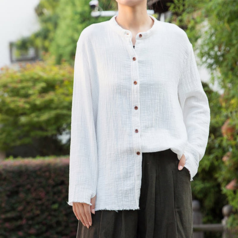 Buddha Stones Literary Artistic Double-Layered Sand Wash Cotton Linen Clothing - image 22