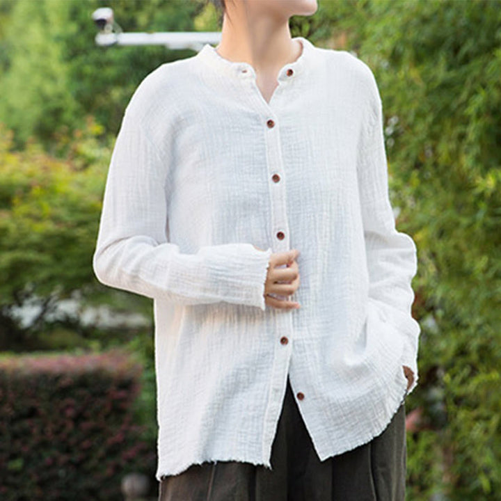 Buddha Stones Literary Artistic Double-Layered Sand Wash Cotton Linen Clothing - image 15