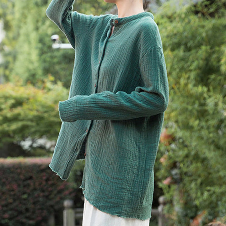 Buddha Stones Literary Artistic Double-Layered Sand Wash Cotton Linen Clothing - image 31