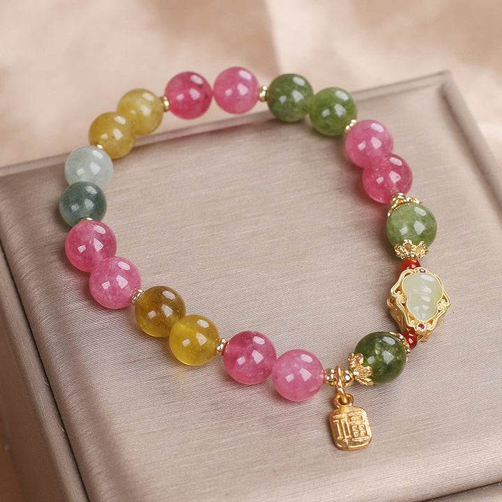 Buddha Stones Tourmaline Fu Character Love Bracelet