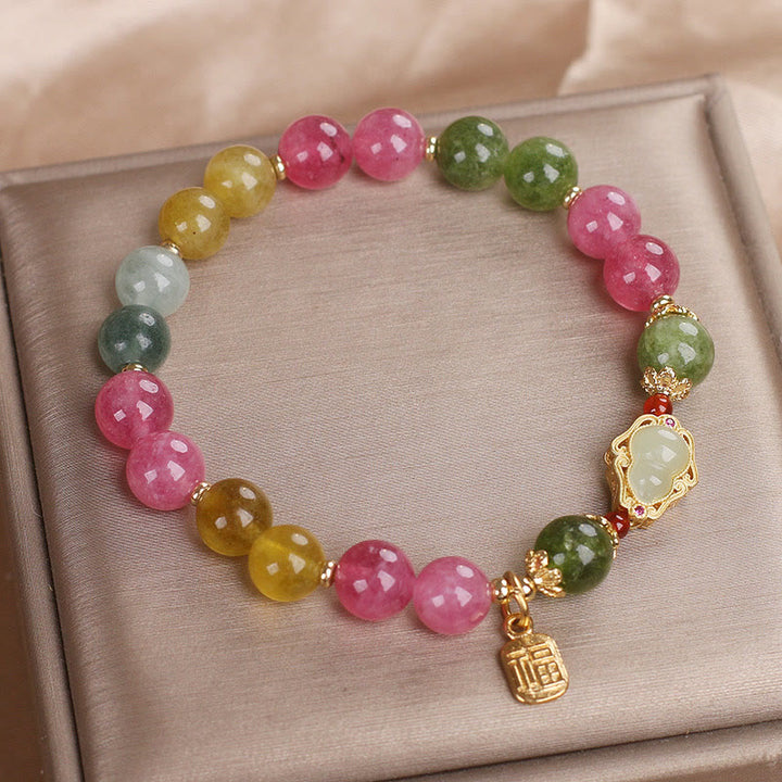 Buddha Stones Tourmaline Fu Character Love Bracelet