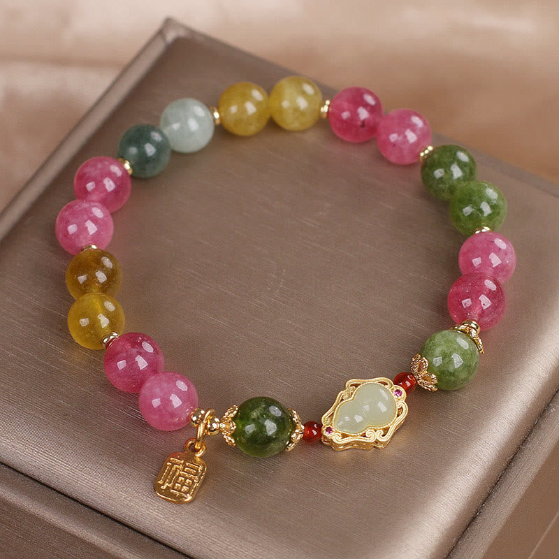 Buddha Stones Tourmaline Fu Character Love Bracelet