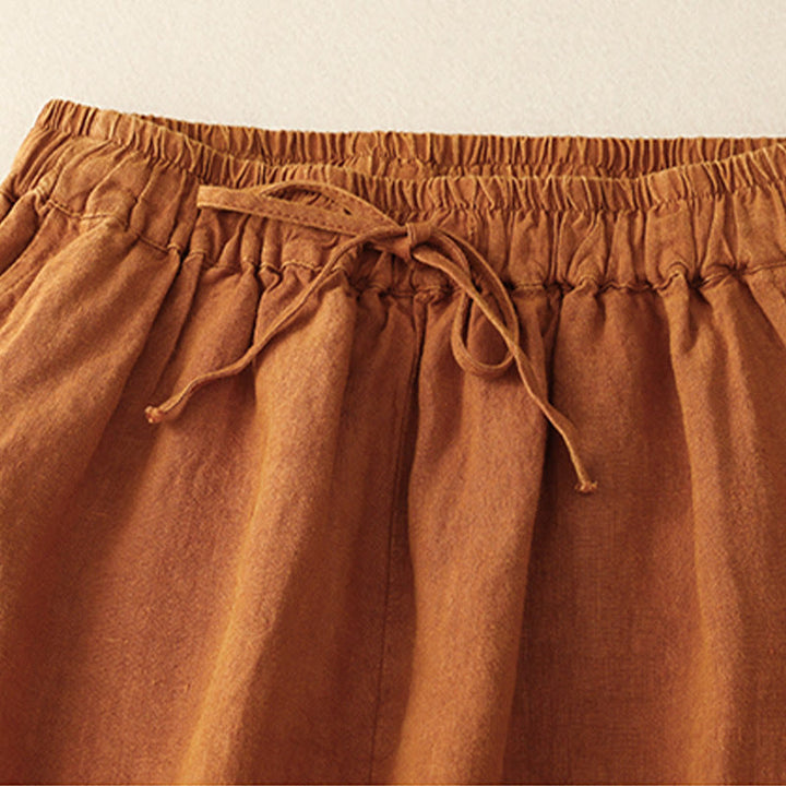 Buddha Stones Summer Women's Linen Drawstring Elastic Waist Harem Pants With Pockets - image 25