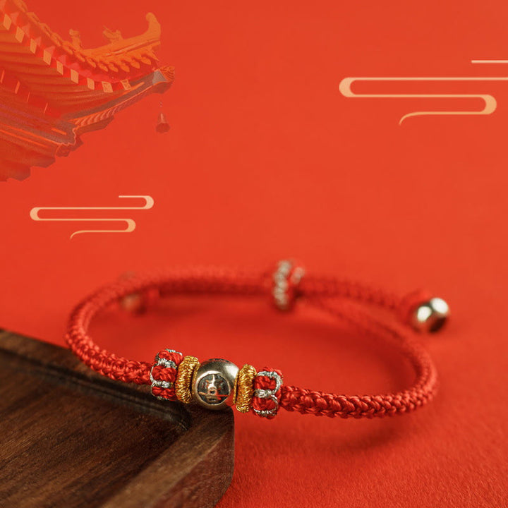 Buddha Stones Red String Chinese Characters Protection Bracelet