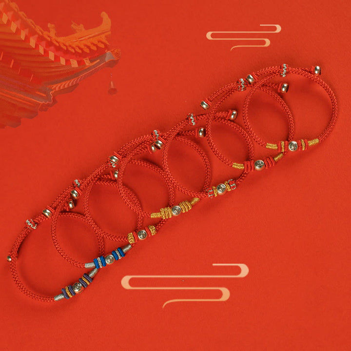 Buddha Stones Red String Chinese Characters Protection Bracelet