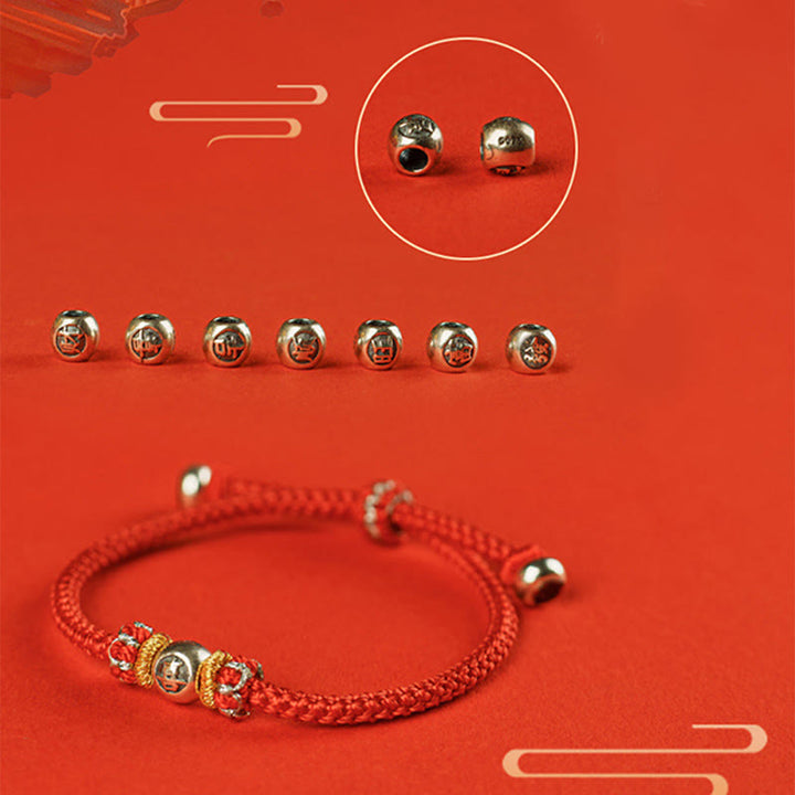 Buddha Stones Red String Chinese Characters Protection Bracelet