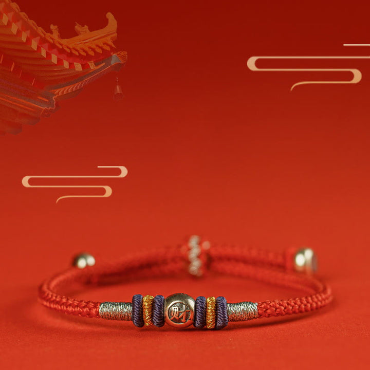 Buddha Stones Red String Chinese Characters Protection Bracelet