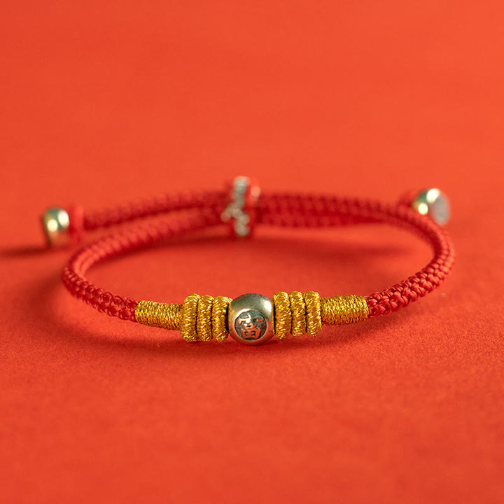 Buddha Stones Red String Chinese Characters Protection Bracelet