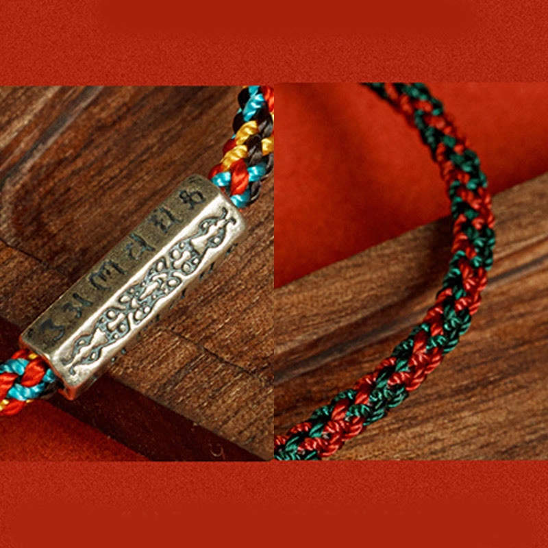 Buddha Stones Red String Black String Six True Words 925 Sterling Silver Luck Bracelet - image 11