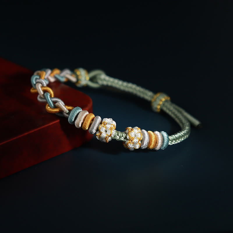 Buddha Stones String Four Srand Peach Blossom Connection Bracelet