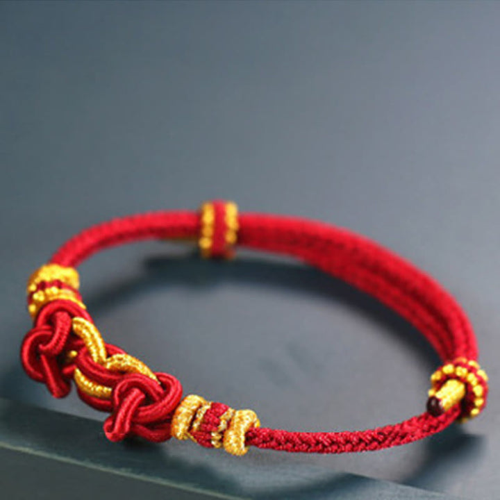 Buddha Stones Red String Saddle Knot Strength Bracelet