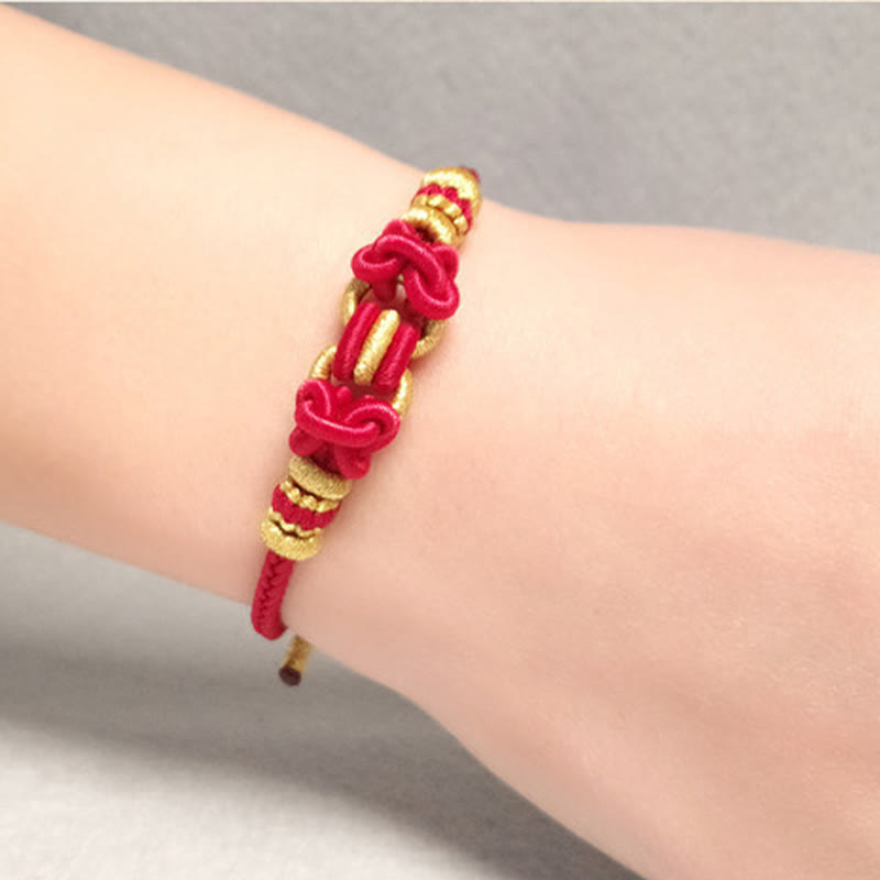 Buddha Stones Red String Saddle Knot Strength Bracelet