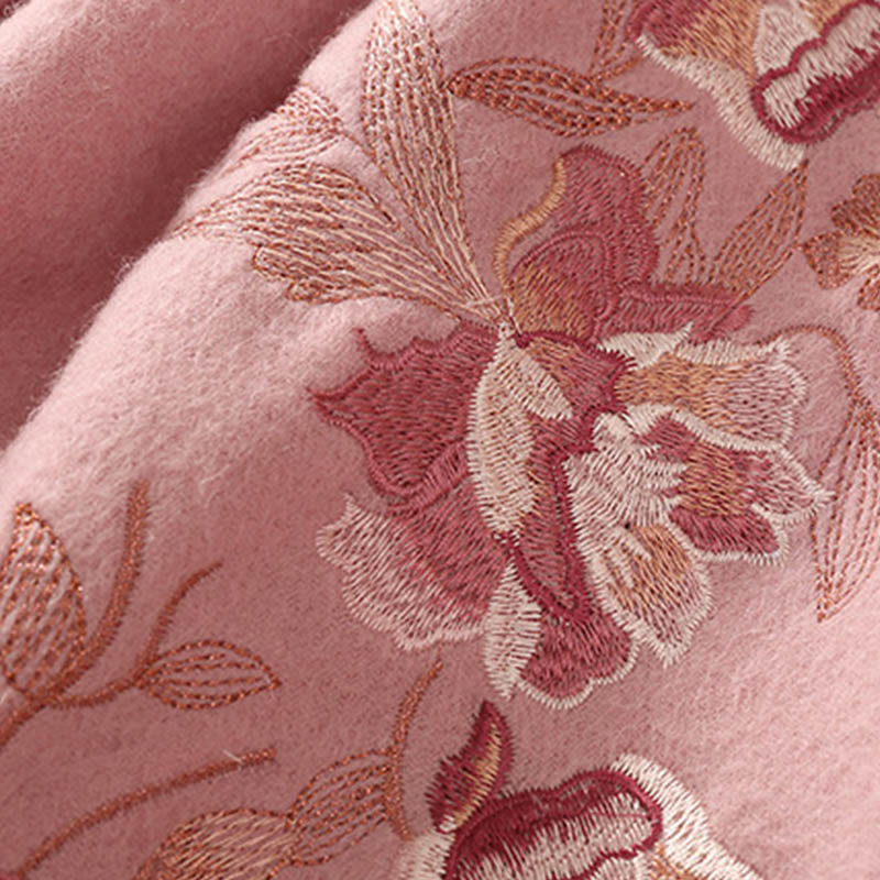 Buddha Stones Wool Shawl Flowers Leaves Embroidery Tassel Winter Cozy Travel Scarf Wrap - image 12