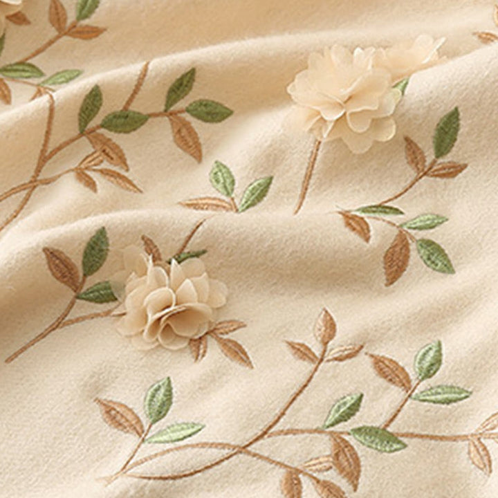 Buddha Stones Wool Shawl 3D Floral Embroidery Tassel Winter Cozy Travel Scarf Wrap - image 23