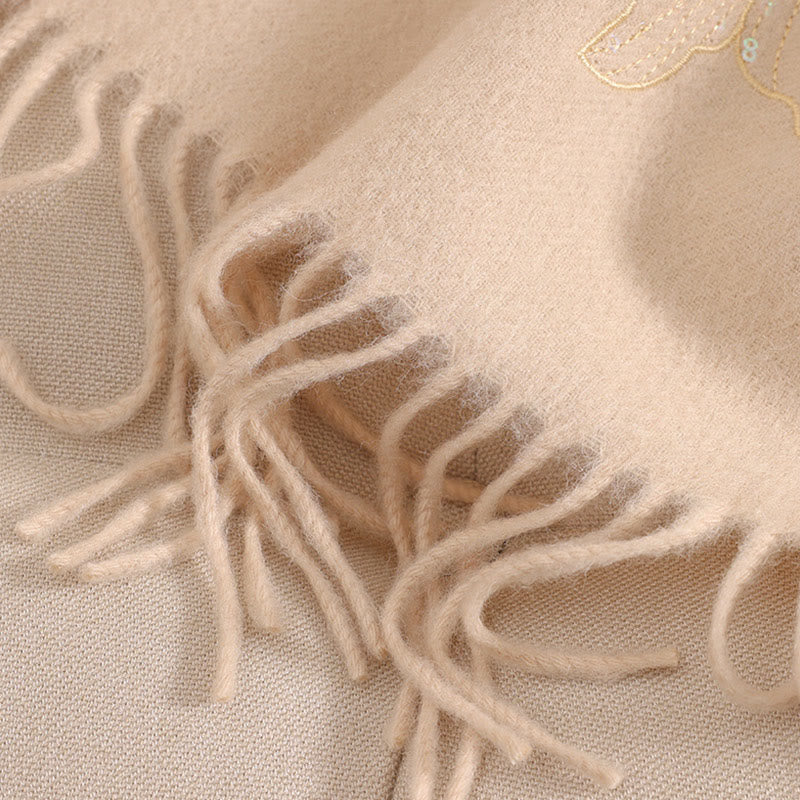 Buddha Stones Wool Shawl Big Flower Sequins Embroidery Tassel Winter Cozy Travel Scarf Wrap - image 4