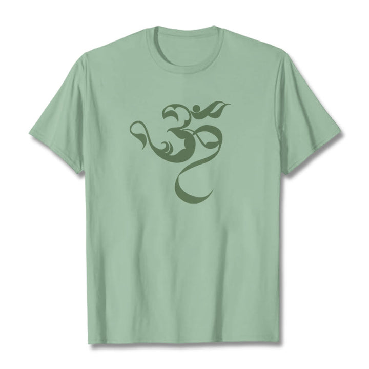 Buddha Stones Om Figure Design Cotton Tee T-shirt