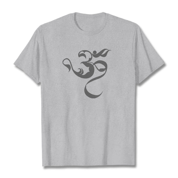 Buddha Stones Om Figure Design Cotton Tee T-shirt