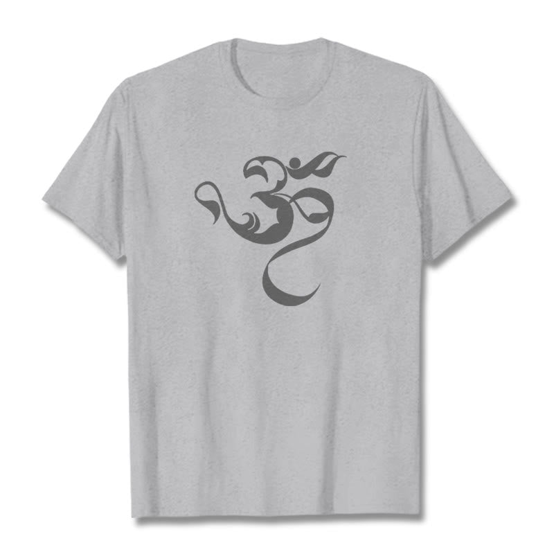 Buddha Stones Om Figure Design Cotton Tee T-shirt