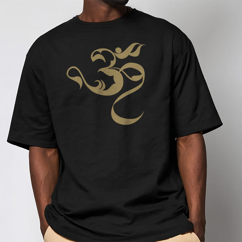 Buddha Stones Om Figure Design Cotton Tee T-shirt