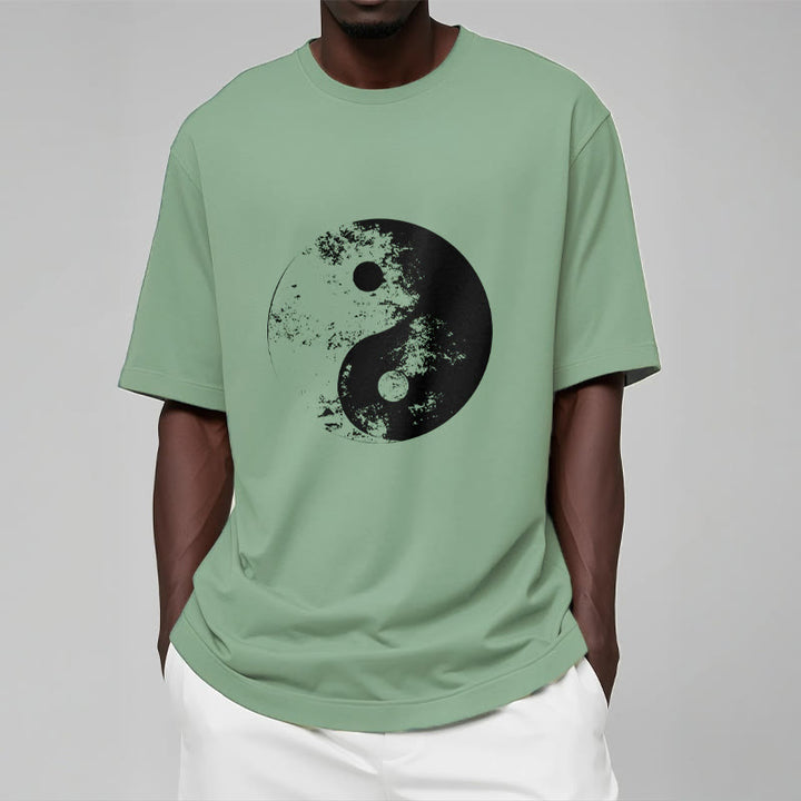 Buddha Stones Yin Yang Tai Chi Pattern Cotton Tee T-shirt