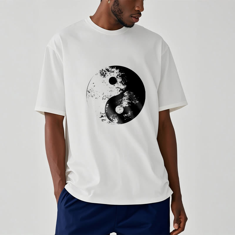 Buddha Stones Yin Yang Tai Chi Pattern Cotton Tee T-shirt